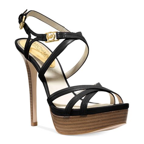 michael kors black sandals heels|michael kors closed toe sandals.